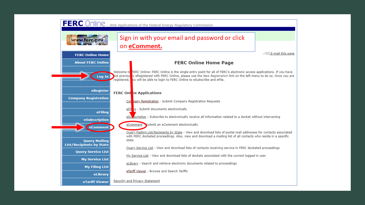 Sign in with your email and password or click on eComment.