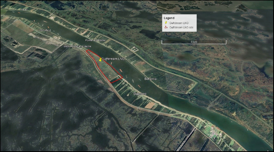  Ariel view of planned Gulfstream LNG Terminal Project site.