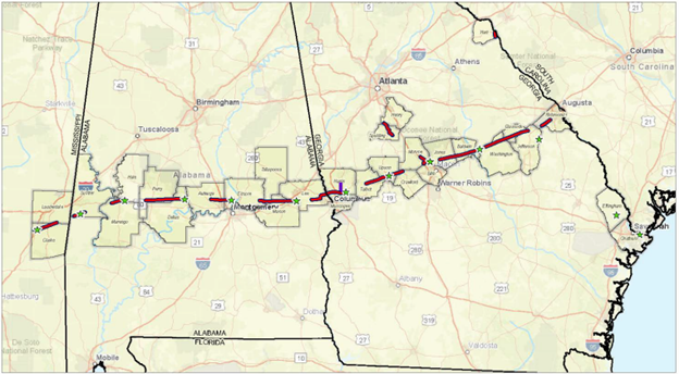 Map of route for proposed South System Supply Pipeline Project