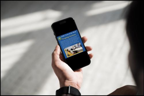 Person holding mobile phone with FERC Term of the Week on screen