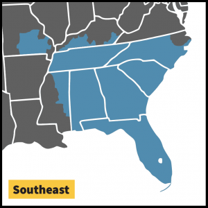Map of Southeast USA