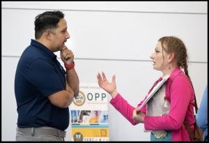 OPP staff engaging with a member of the public