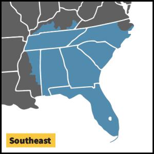 Map of Southeast USA